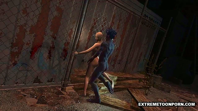 Shaved 3D Anime Babe Fucks Hardcore Outdoors With A Freaky Monster