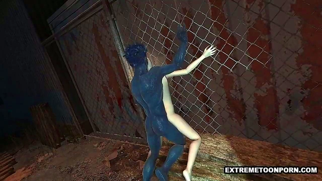 Shaved 3D Anime Babe Fucks Hardcore Outdoors With A Freaky Monster