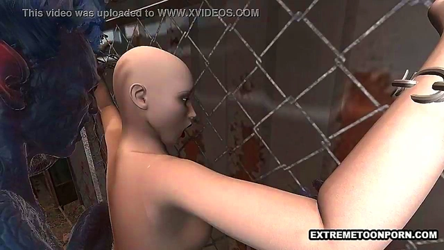 Shaved 3D Anime Babe Fucks Hardcore Outdoors With A Freaky Monster