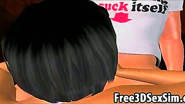 Foxy 3D Cartoon Brunette Sucks Hard Cock For Intense Blowjob Session