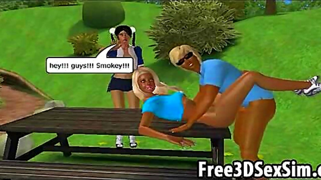 Blonde Honey Gets Fucked Hardcore Outdoors in Sexy 3D Cartoon Action
