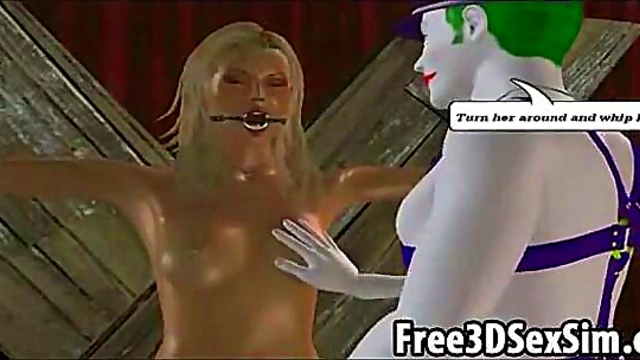 Blonde Cartoon Beauty Gets Rough BDSM Action from Horny Jocker