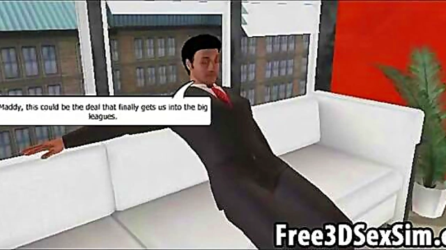 Foxy 3D Cartoon Secretary Sucks Cock & Gets Fucked Hardcore In The Office