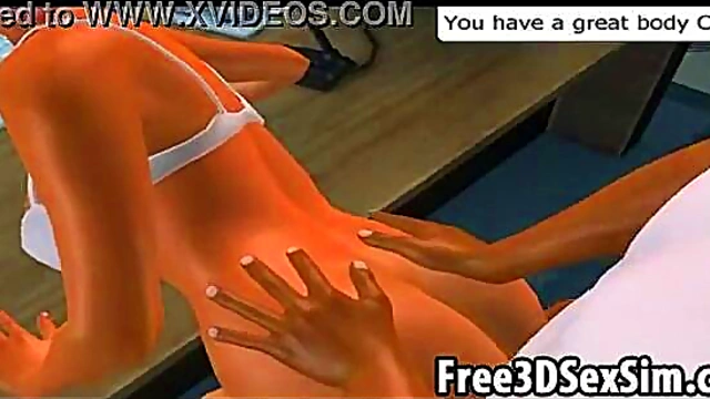 Foxy 3D Cartoon Secretary Sucks Dick & fucks Hardcore in Office Setting