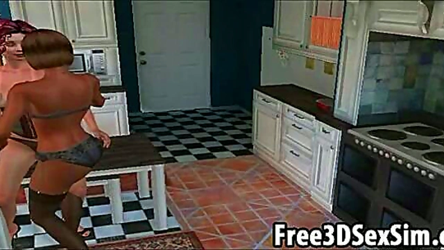 Sexy 3D Cartoon Ebony Lesbians Explore Passionate Pleasure Together