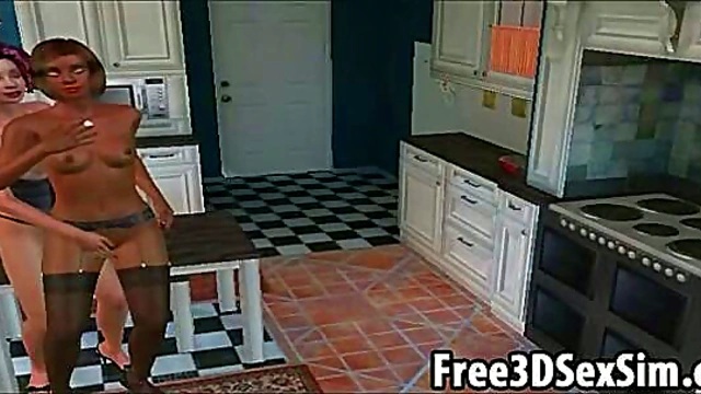 Sexy 3D Cartoon Ebony Lesbians Explore Passionate Pleasure Together