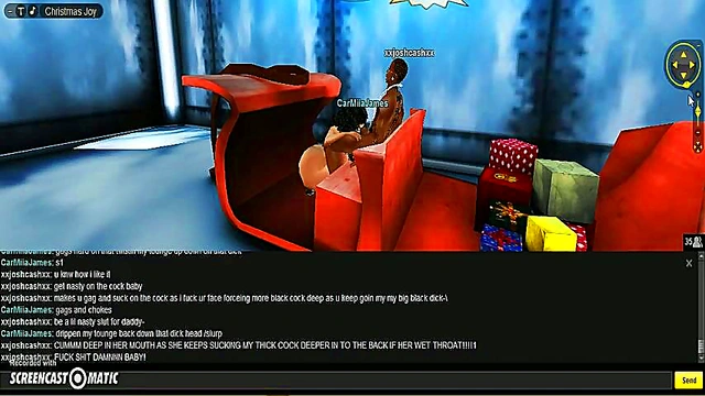 Carmiia Gives Seductive X-Mas Blowjob in 3D Anime Game Scene