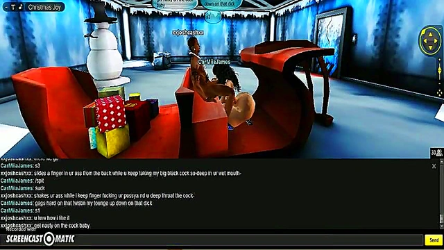 Carmiia Gives Seductive X-Mas Blowjob in 3D Anime Game Scene