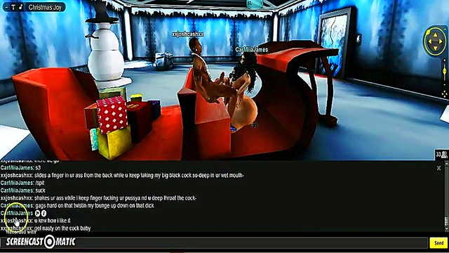 Carmiia Gives Seductive X-Mas Blowjob in 3D Anime Game Scene