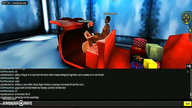 Carmiia Gives Seductive X-Mas Blowjob in 3D Anime Game Scene