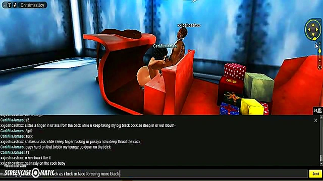 Carmiia Gives Seductive X-Mas Blowjob in 3D Anime Game Scene