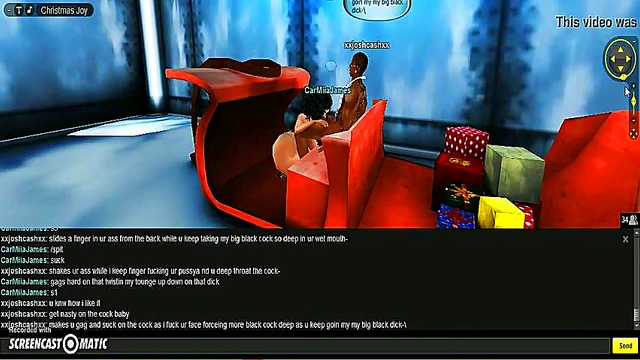 Carmiia Gives Seductive X-Mas Blowjob in 3D Anime Game Scene