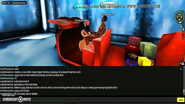 Carmiia Gives Seductive X-Mas Blowjob in 3D Anime Game Scene