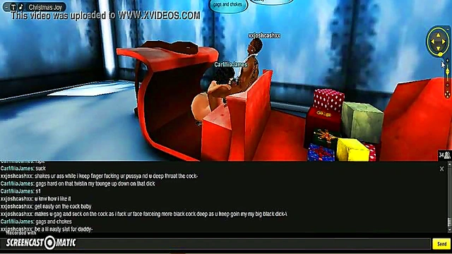 Carmiia Gives Seductive X-Mas Blowjob in 3D Anime Game Scene