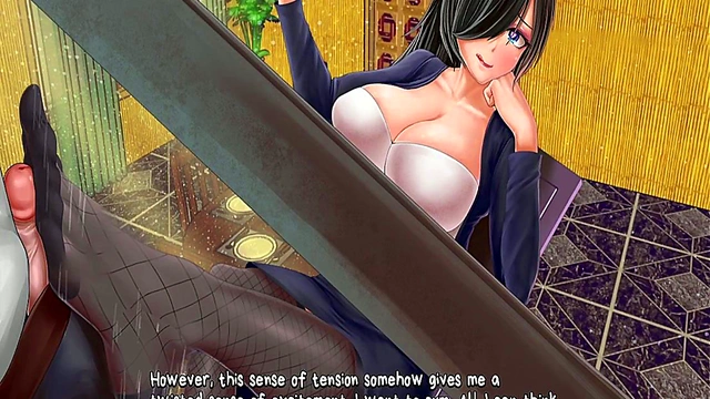 Succubus Seductress Gives Sneaky Tabletop Footjob in Horror Mansion Anime