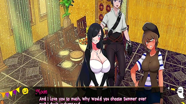 Succubus Seductress Gives Sneaky Tabletop Footjob in Horror Mansion Anime