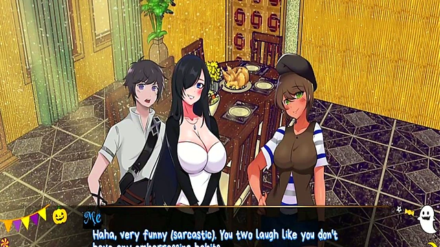 Succubus Seductress Gives Sneaky Tabletop Footjob in Horror Mansion Anime