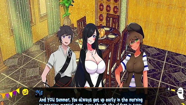 Succubus Seductress Gives Sneaky Tabletop Footjob in Horror Mansion Anime