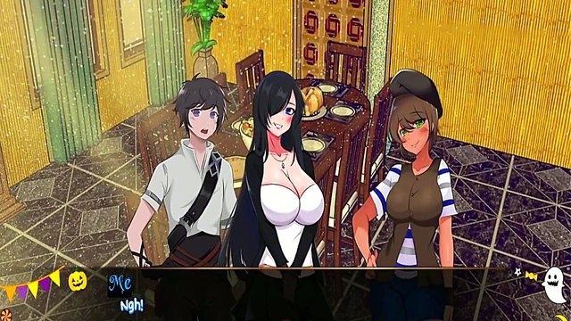 Succubus Seductress Gives Sneaky Tabletop Footjob in Horror Mansion Anime