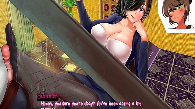 Succubus Seductress Gives Sneaky Tabletop Footjob in Horror Mansion Anime