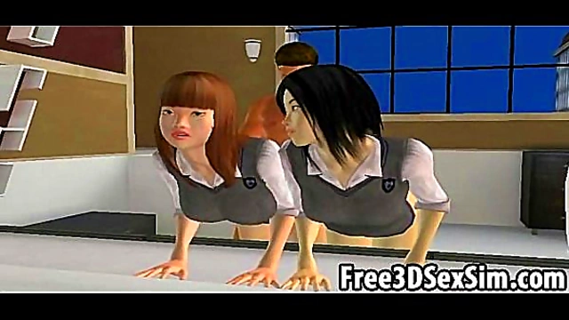 Sexy 3D Asian Cartoon Babes Sucking Dick & Fucking Hardcore