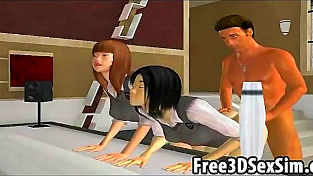 Sexy 3D Asian Cartoon Babes Sucking Dick & Fucking Hardcore