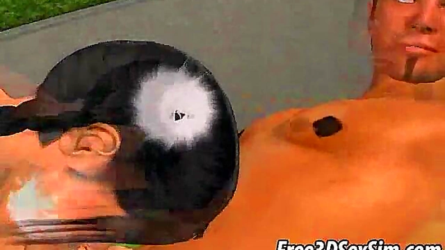 Hot 3D Brunette Babe Gets Double Teamed Outdoors For Hardcore Fun