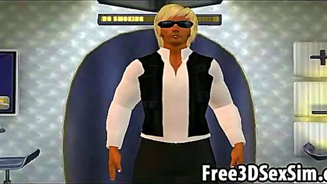 Redhead Flight Attendant Gets Fucked Hardcore in Seductive 3D Anime Action