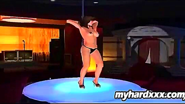 Gorgeous 3D Toon Stripper Babe Shows Off Her Curves for You