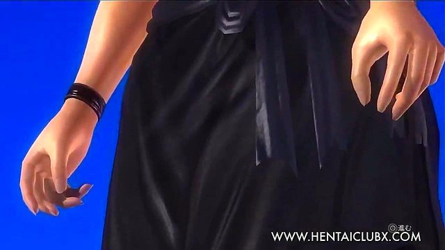 Sexy Anime Sarah in Black Dress Teases With Ecchi Moves For Hot Pleasure