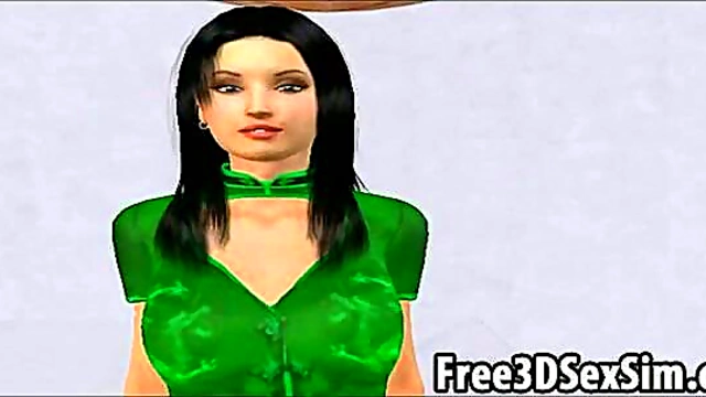 Sexy 3D Brunette Cartoon Babe Poses Seductively for Steamy Photo Shoot