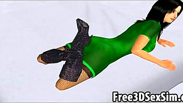 Sexy 3D Brunette Cartoon Babe Poses Seductively for Steamy Photo Shoot