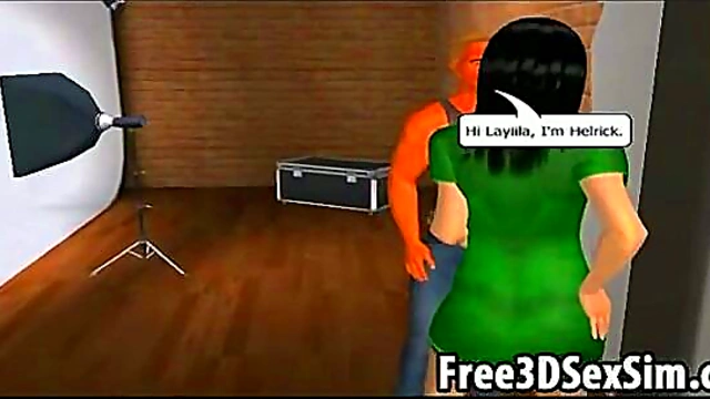 Sexy 3D Brunette Cartoon Babe Poses Seductively for Steamy Photo Shoot