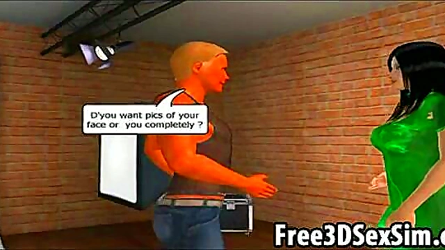 Sexy 3D Brunette Cartoon Babe Poses Seductively for Steamy Photo Shoot