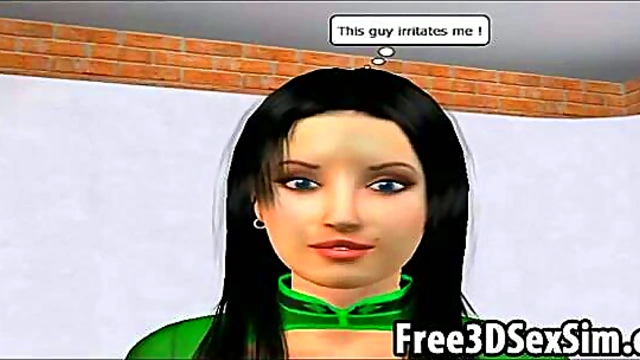 Sexy 3D Brunette Cartoon Babe Poses Seductively for Steamy Photo Shoot