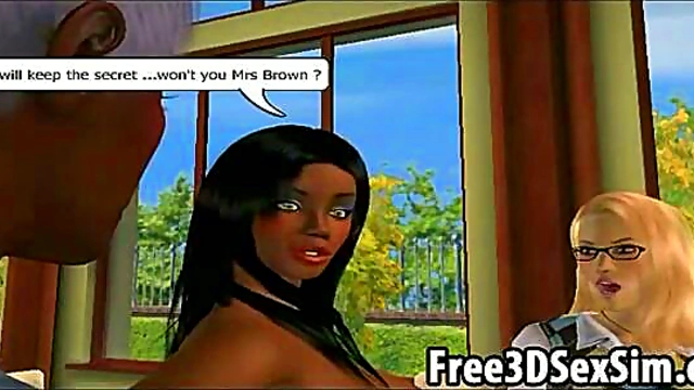 Ebony Babe Gets Her Tight Pussy Licked Hotly In Steamy 3D Hentai Action