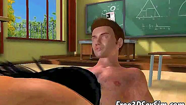 Double Team Seduction – Hot 3D Babe Gets Hardcore Action in Classroom