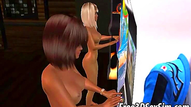 Two Sexy 3D Cartoon Babes Take Turns On A Hard Cock For Hardcore Fun