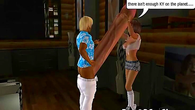 Two Sexy 3D Cartoon Babes Take Turns On A Hard Cock For Hardcore Fun