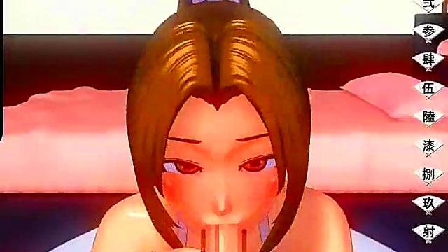 Hot Anime Chick Rubs Cock for Intense Blowjob Session