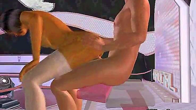 Hot 3D Brunette Babe Rides Big Tits Cock Hardcore