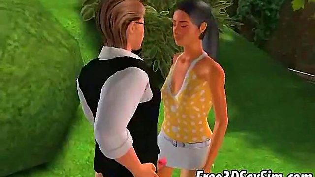 Foxy 3D Babe Sucks Dick and Gets Fucked Outdoor for Hardcore Anime Action