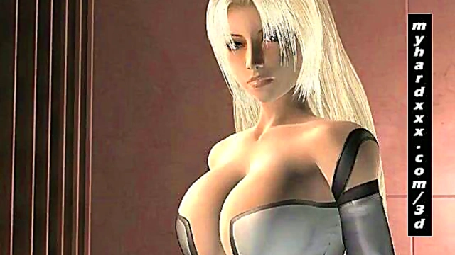 Blonde 3D Hentai Babe Flashes Her Perfect Tits In Anime Action