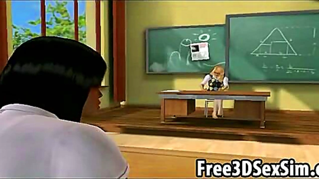 Ebony Student Seduced By Sexy 3D Cartoon Teacher ForSTEAMY Anime Action