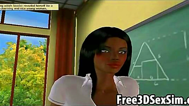 Ebony Student Seduced By Sexy 3D Cartoon Teacher ForSTEAMY Anime Action