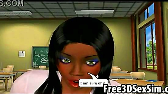 Ebony Student Seduced By Sexy 3D Cartoon Teacher ForSTEAMY Anime Action