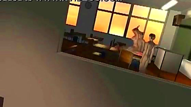 Asian Secretary Gets Hardcore Pussy Banggang in Anime Style