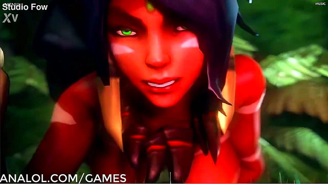 Nidalee from League of Legends Gets Wild in Toon Anal Adventure