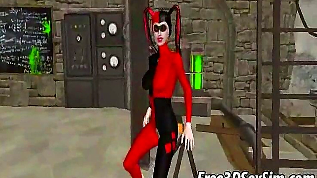 Harley Quinn Toys Her Pussy in Steamy 3D Cartoon Solo Fantasy Scene