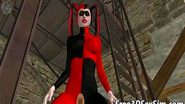 Harley Quinn Toys Her Pussy in Steamy 3D Cartoon Solo Fantasy Scene